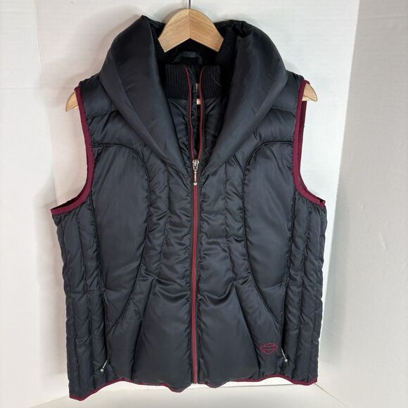 Harley-Davidson Jackets & Blazers - Harley Davidson Puffer Vest, Womens 2XL, Black, Full Zip, Motorcycle